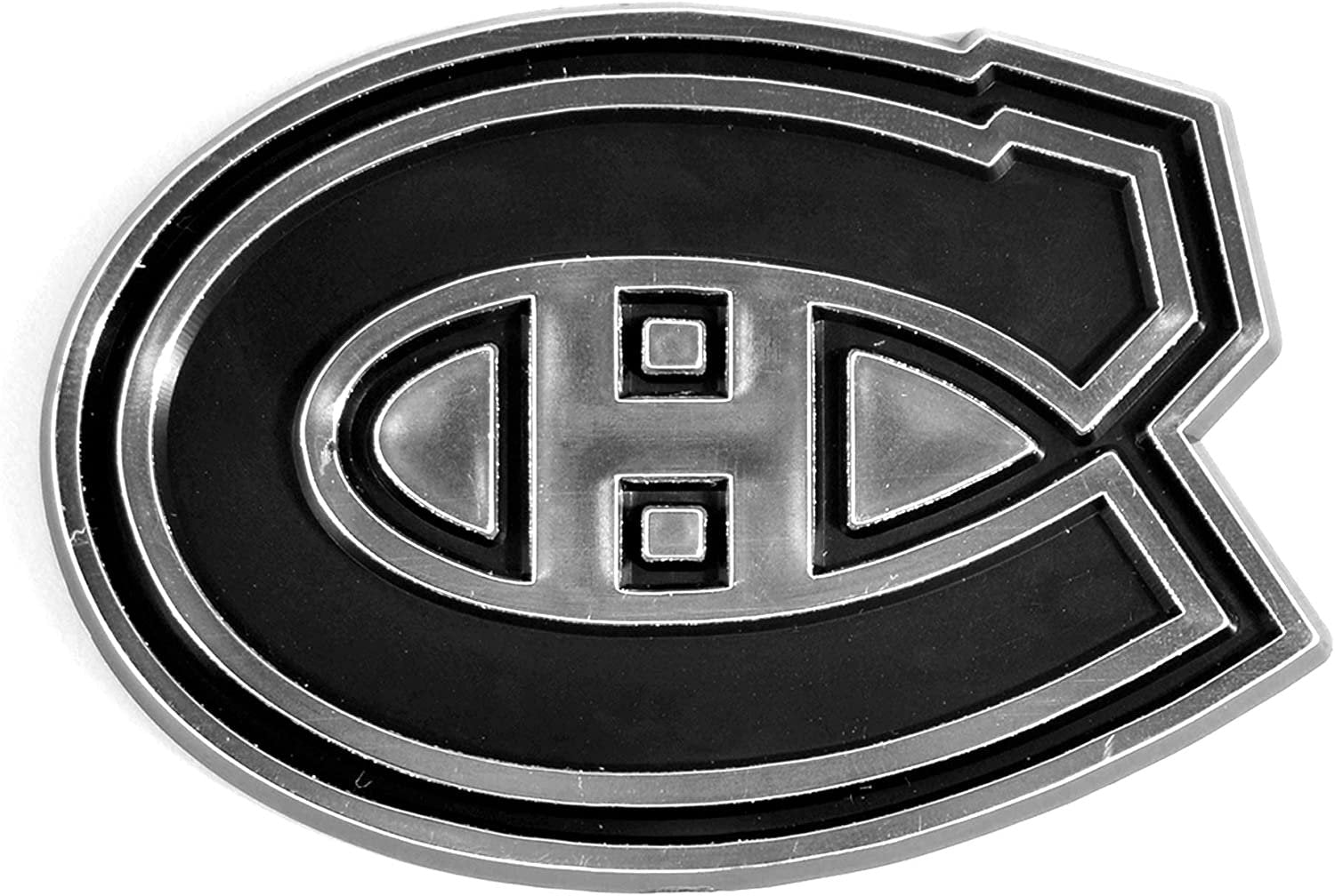 Montreal Canadiens Auto Emblem, Plastic Molded, Silver Chrome Color, Raised 3D Effect, Adhesive Backing