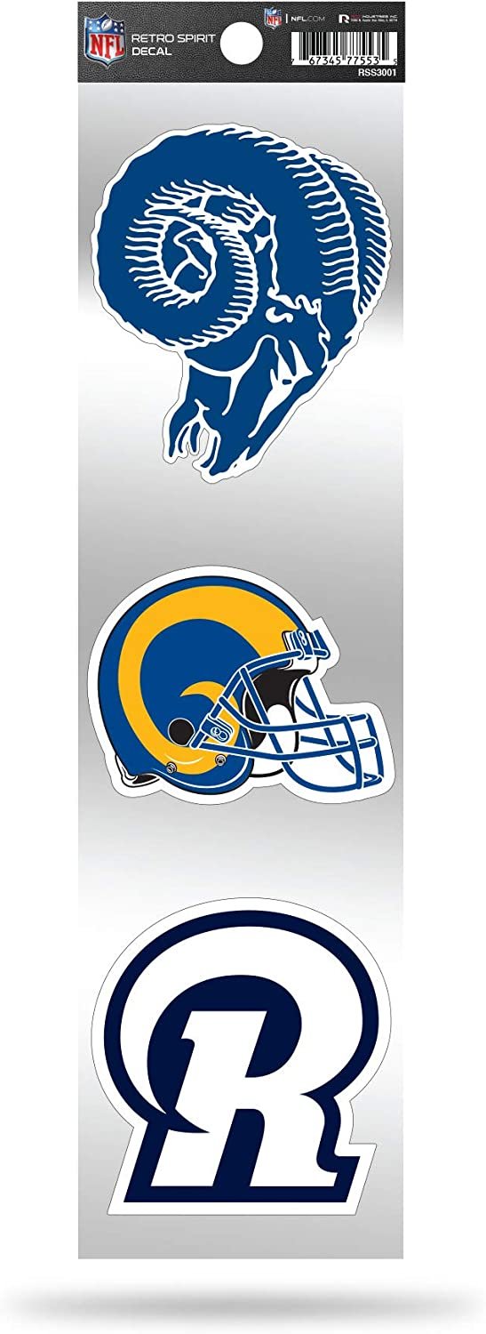 NFL Los Angeles Rams NFL 3-Piece Retro Spirit Decals, Team Color, Size of Individual Decals Will Vary