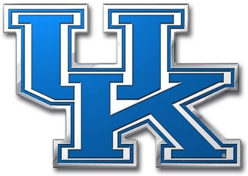 University of Kentucky Wildcats Auto Emblem, Aluminum Metal, Embossed Team Color, Raised Decal Sticker, Full Adhesive Backing