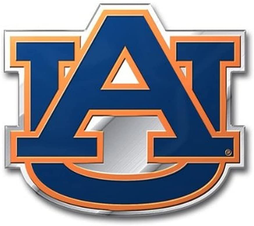 Auburn University Tigers Auto Emblem, Aluminum Metal, Embossed Team Color, Raised Decal Sticker, Full Adhesive Backing