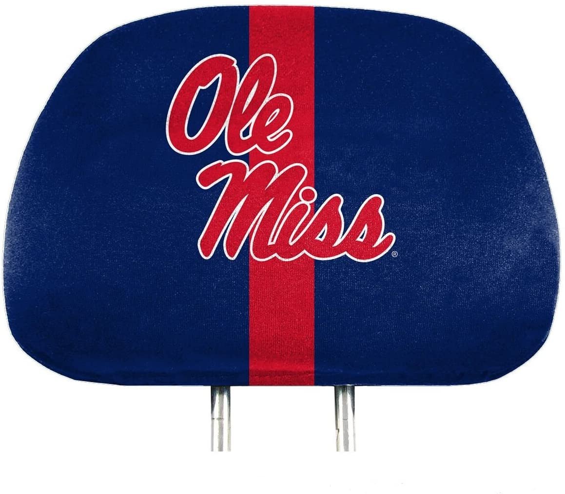 University of Mississippi Rebels Ole Miss Premium Pair of Auto Head Rest Covers, Full Color Printed, Elastic, 10x14 Inch