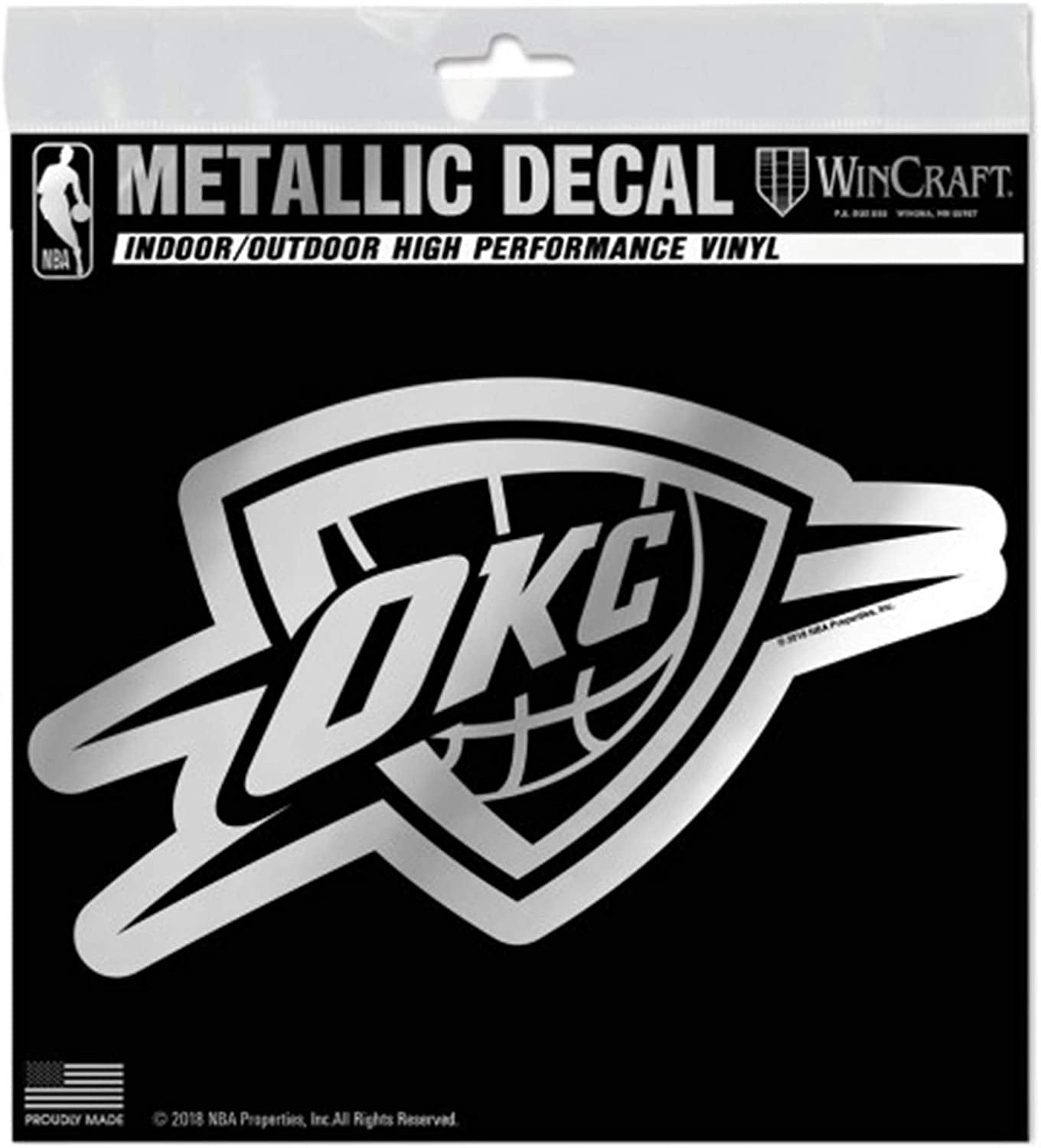 Oklahoma City Thunder 6 Inch Decal Sticker, Metallic Chrome Shimmer Design