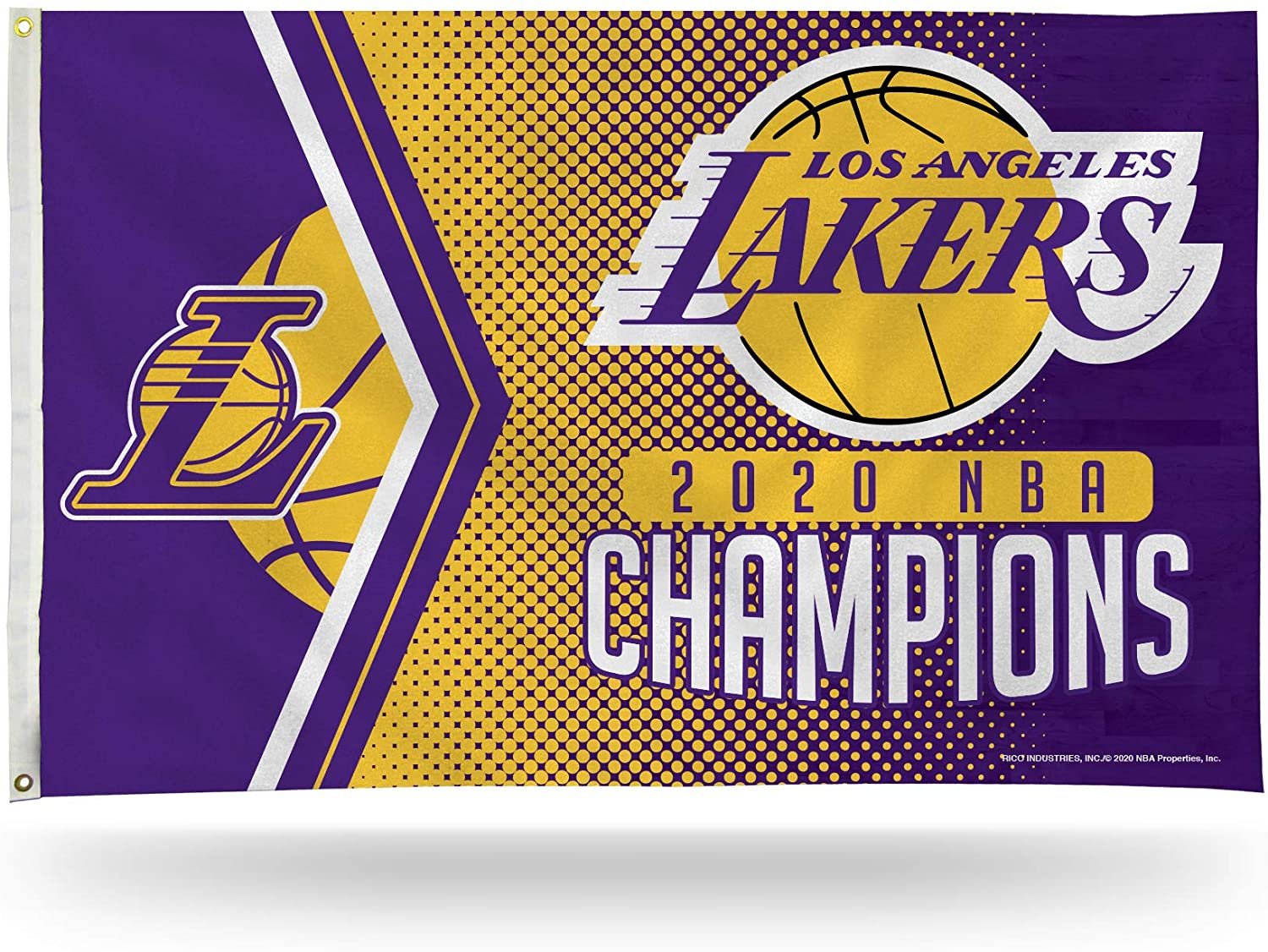 Los Angeles Lakers 2020 Champions Premium 3x5 Feet Flag Banner, Metal Grommets, Outdoor Use, Single Sided