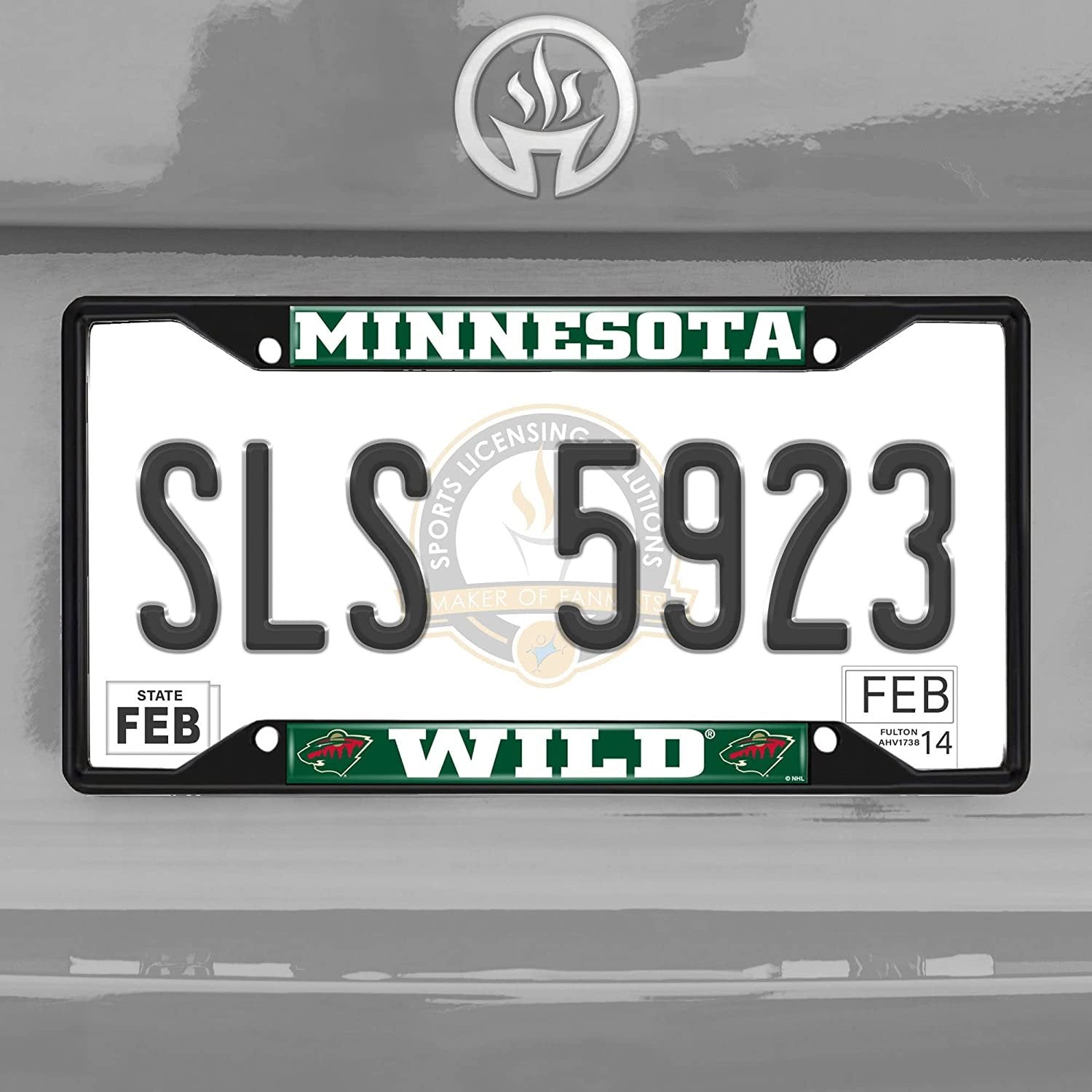 Minnesota Wild Black Metal License Plate Frame Tag Cover, 6x12 Inch