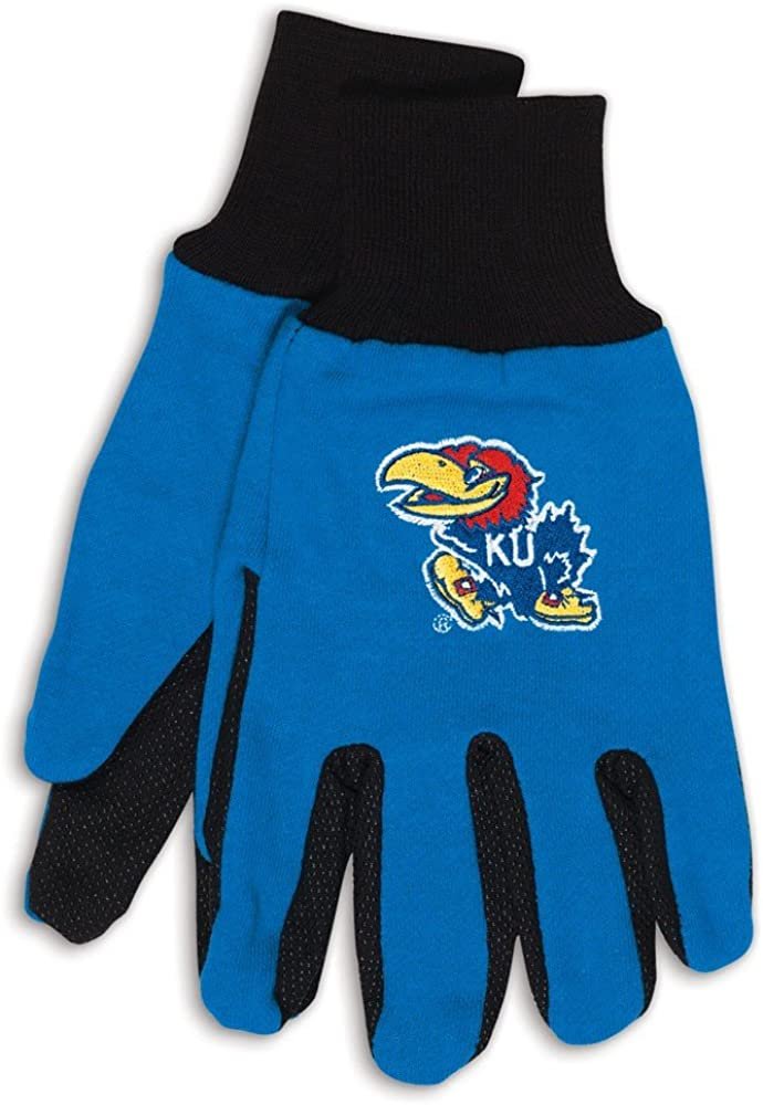 University of Kansas Jayhawks Two-Tone Gloves with Anti-slip Rubber Gripper Design