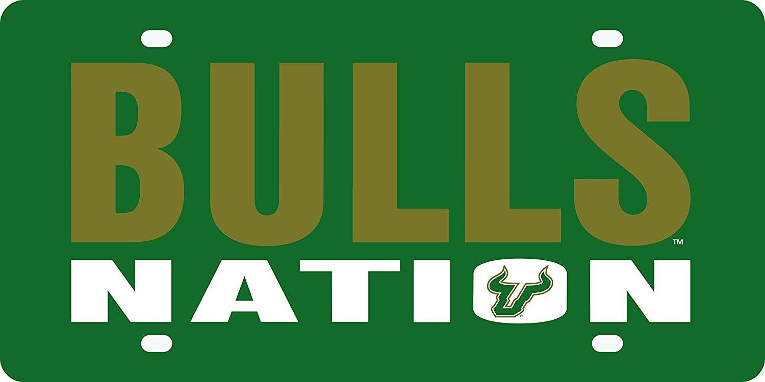 University of South Florida Bulls USF Premium Laser Cut Tag License Plate, Nation, Mirrored Acrylic Inlaid, 6x12 Inch
