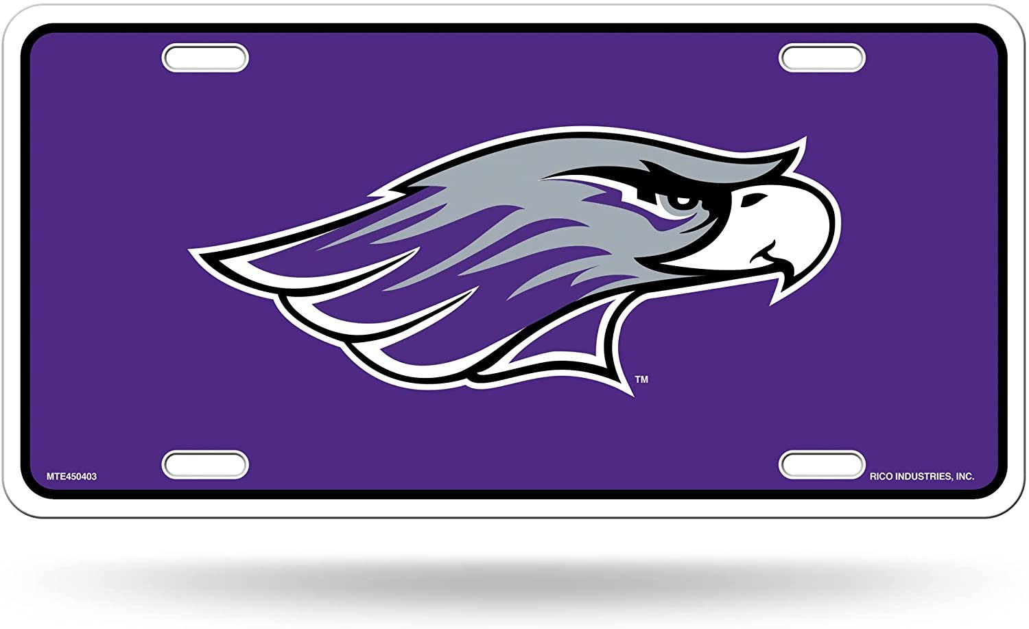 University of Wisconsin Whitewater Warhawks Metal Auto Tag License Plate, Purple Design, 6x12 Inch