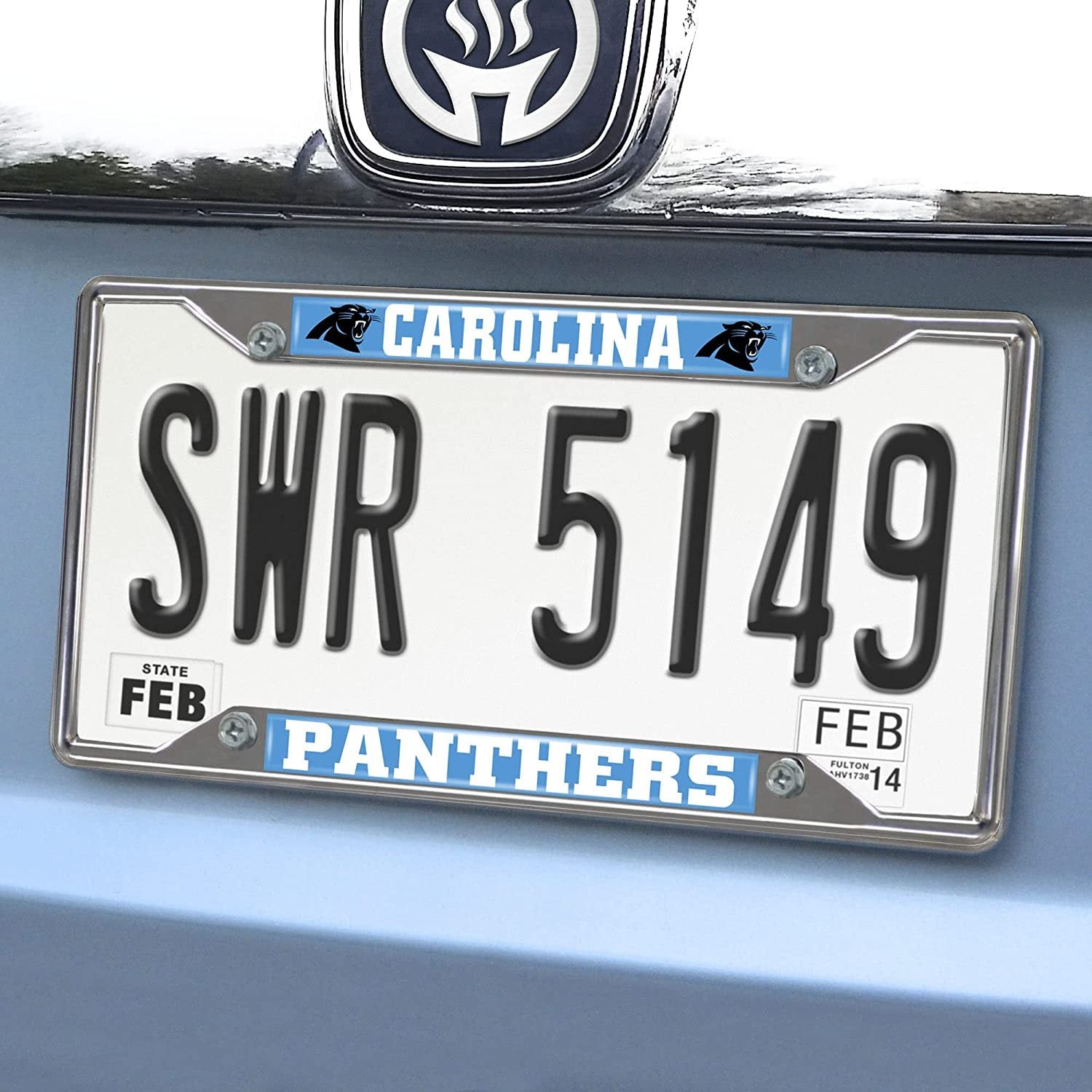Carolina Panthers Metal License Plate Frame Chrome Tag Cover 6x12 Inch