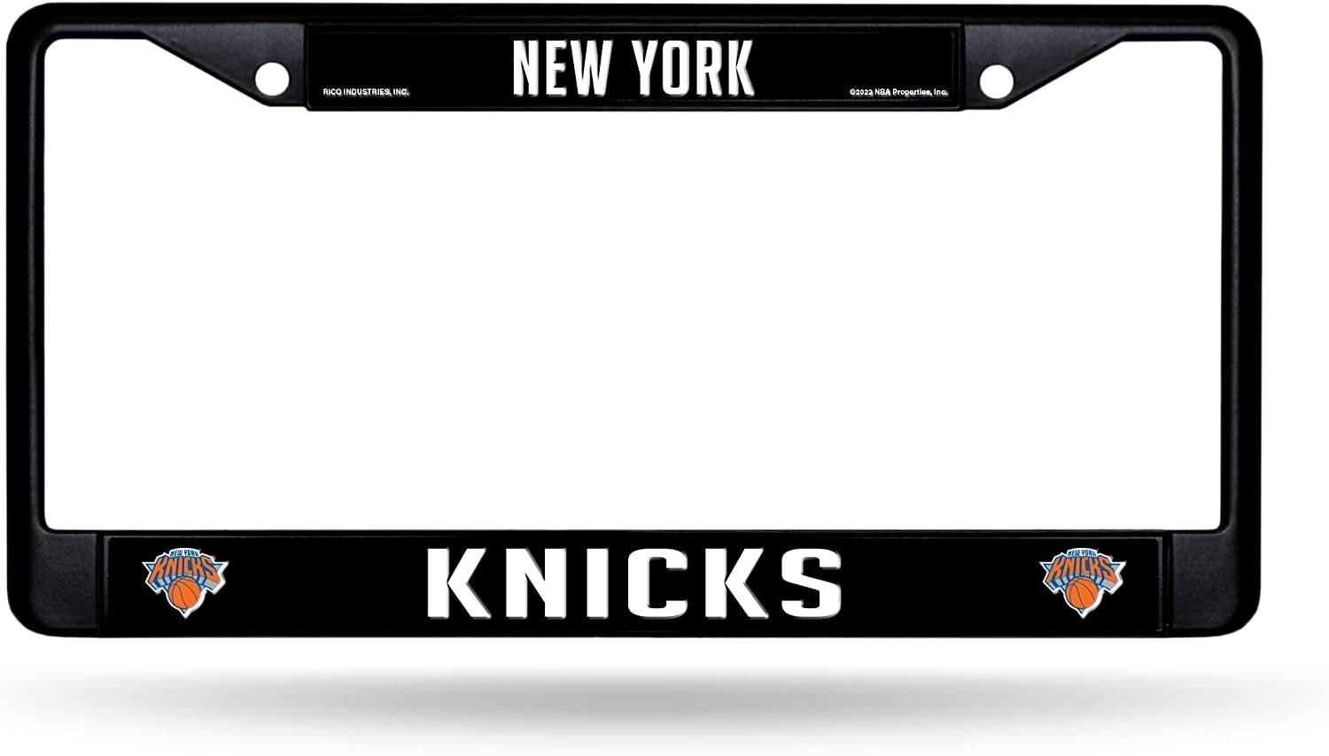 New York Knicks Black Metal License Plate Frame Chrome Tag Cover 6x12 Inch