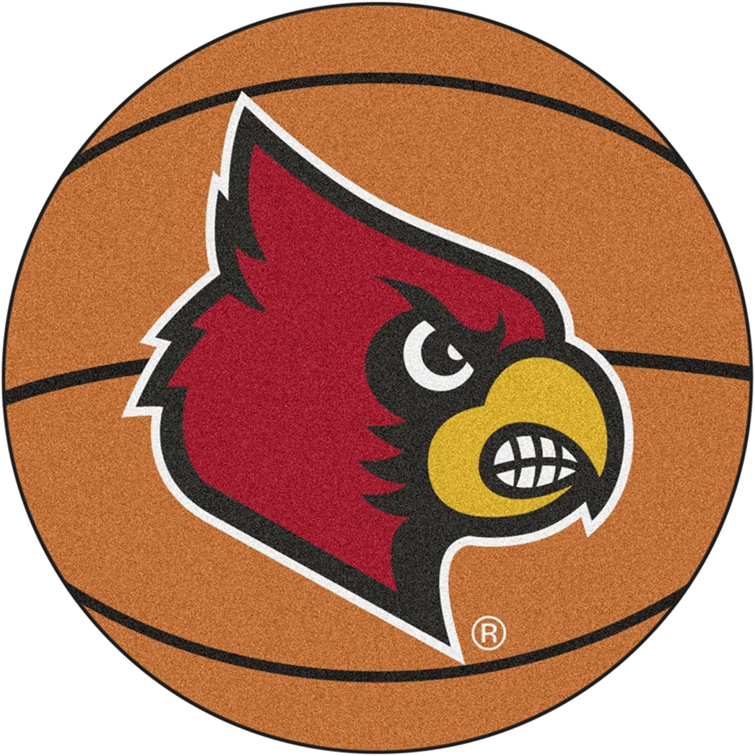University of Louisville Cardinals 27 Inch Area Rug Floor Mat, Nylon, Anti-Skid Backing, Basketball Shaped