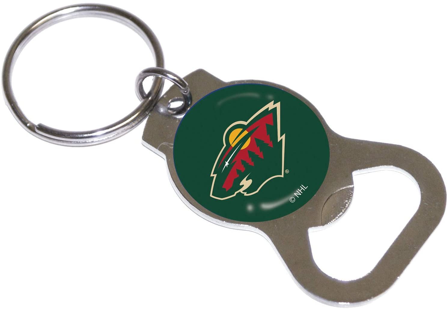 Minnesota Wild Premium Solid Metal Bottle Opener Keychain, Silver Key Ring, Team Logo