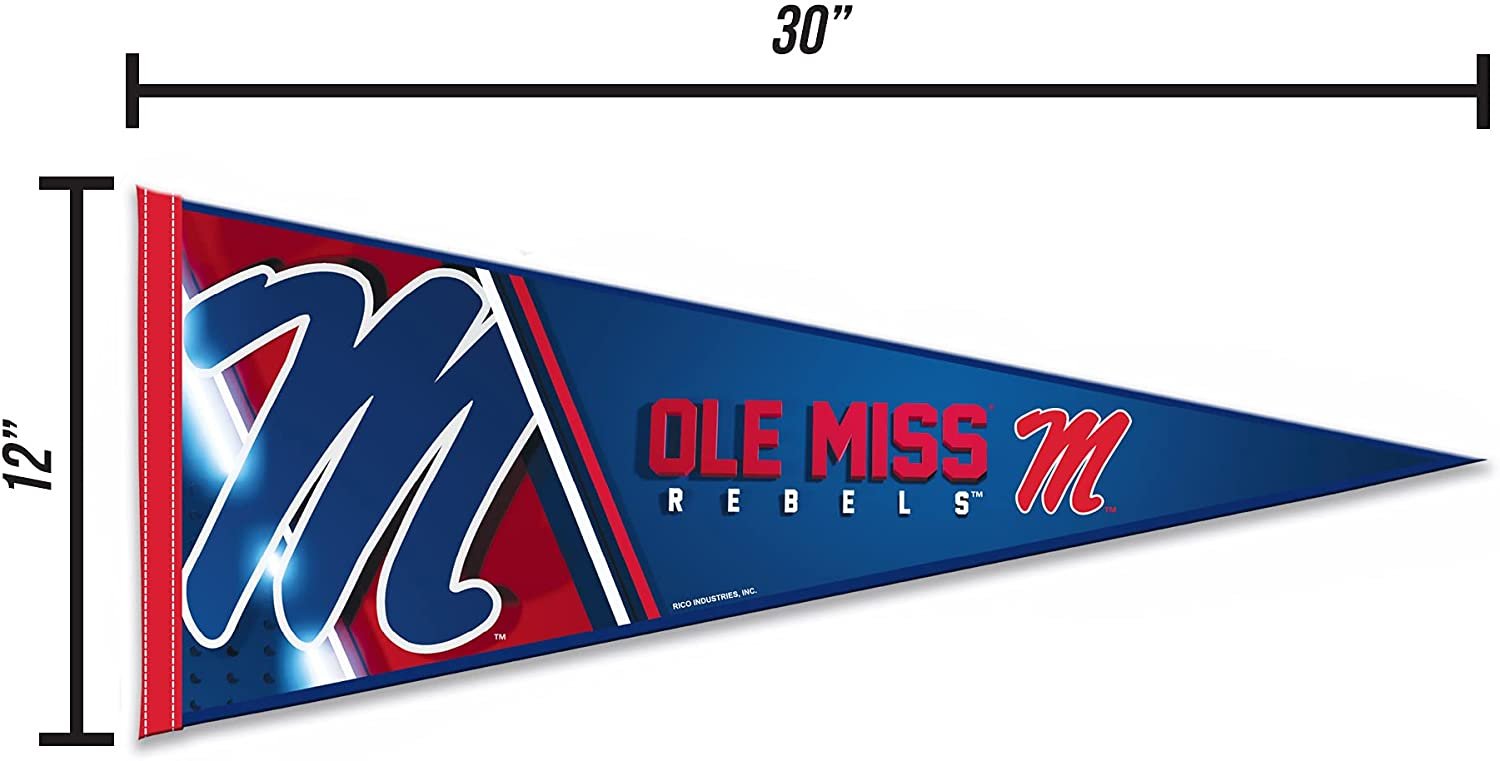 University of Mississippi Rebels Ole Miss Soft Felt Pennant, 12x30 Inch, Easy To Hang