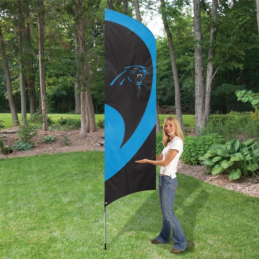 Carolina Panthers Tall Team Flag Tailgating Flag Kit 8.5 x 2.5 feet with Pole