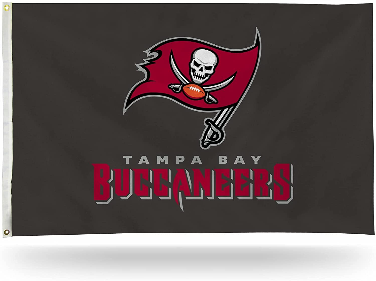 Tampa Bay Buccaneers Premium 3x5 Feet Flag Banner, Pewter Design, Metal Grommets, Outdoor Use, Single Sided