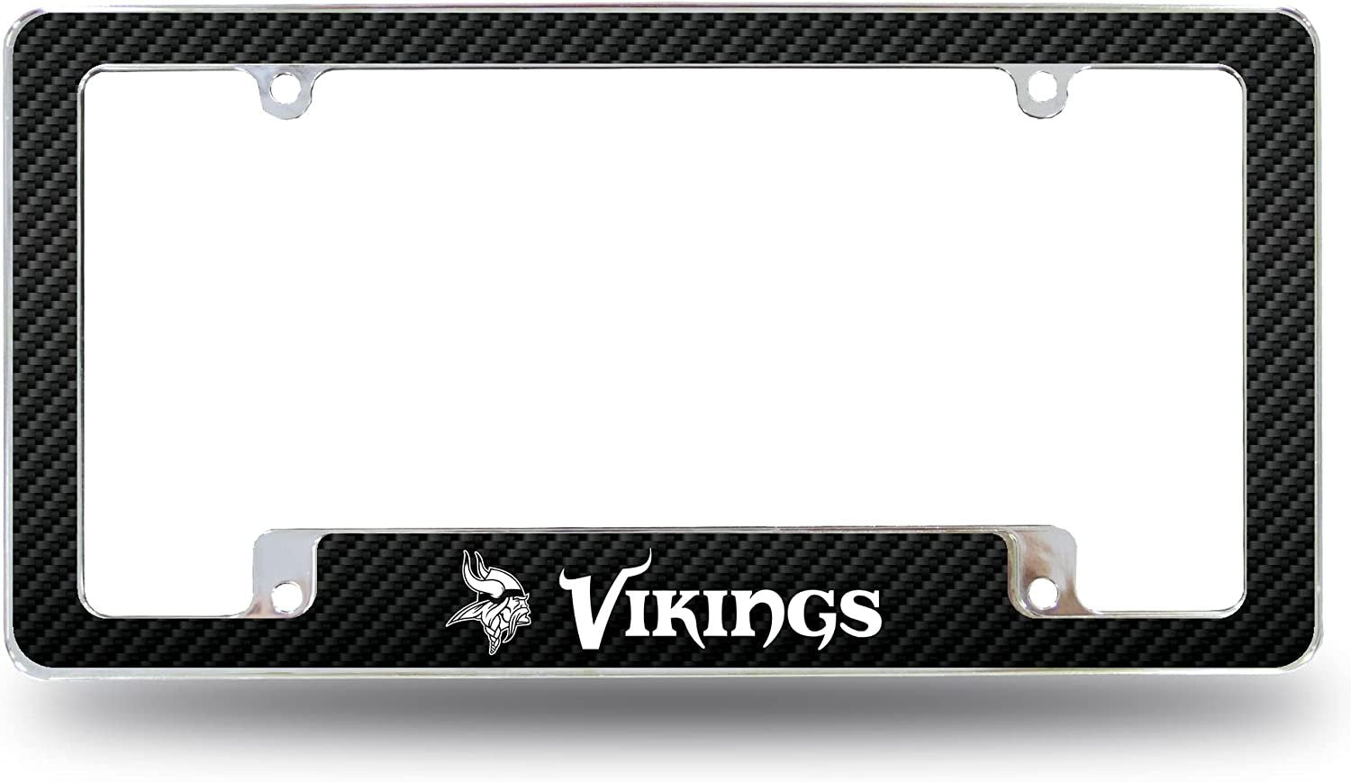 Minnesota Vikings Metal License Plate Frame Chrome Tag Cover Carbon Fiber Design 6x12 Inch