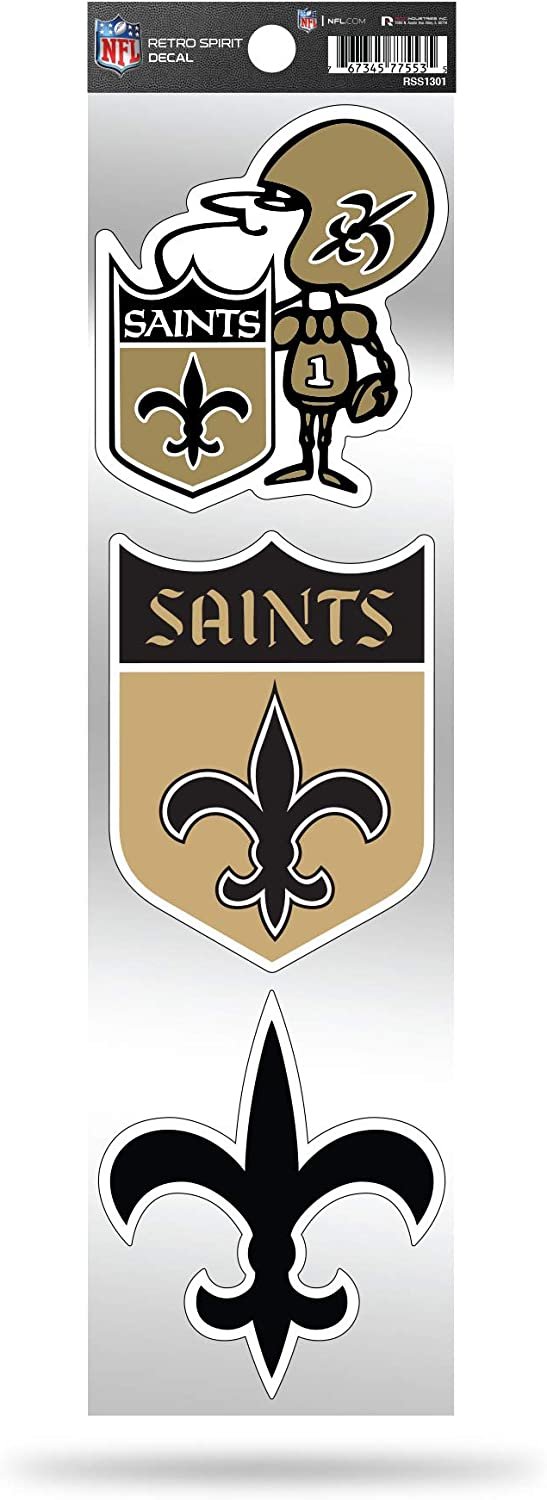 NFL New Orleans Saints NFL 3-Piece Retro Spirit Decals, Team Color, Size of individual decals will vary