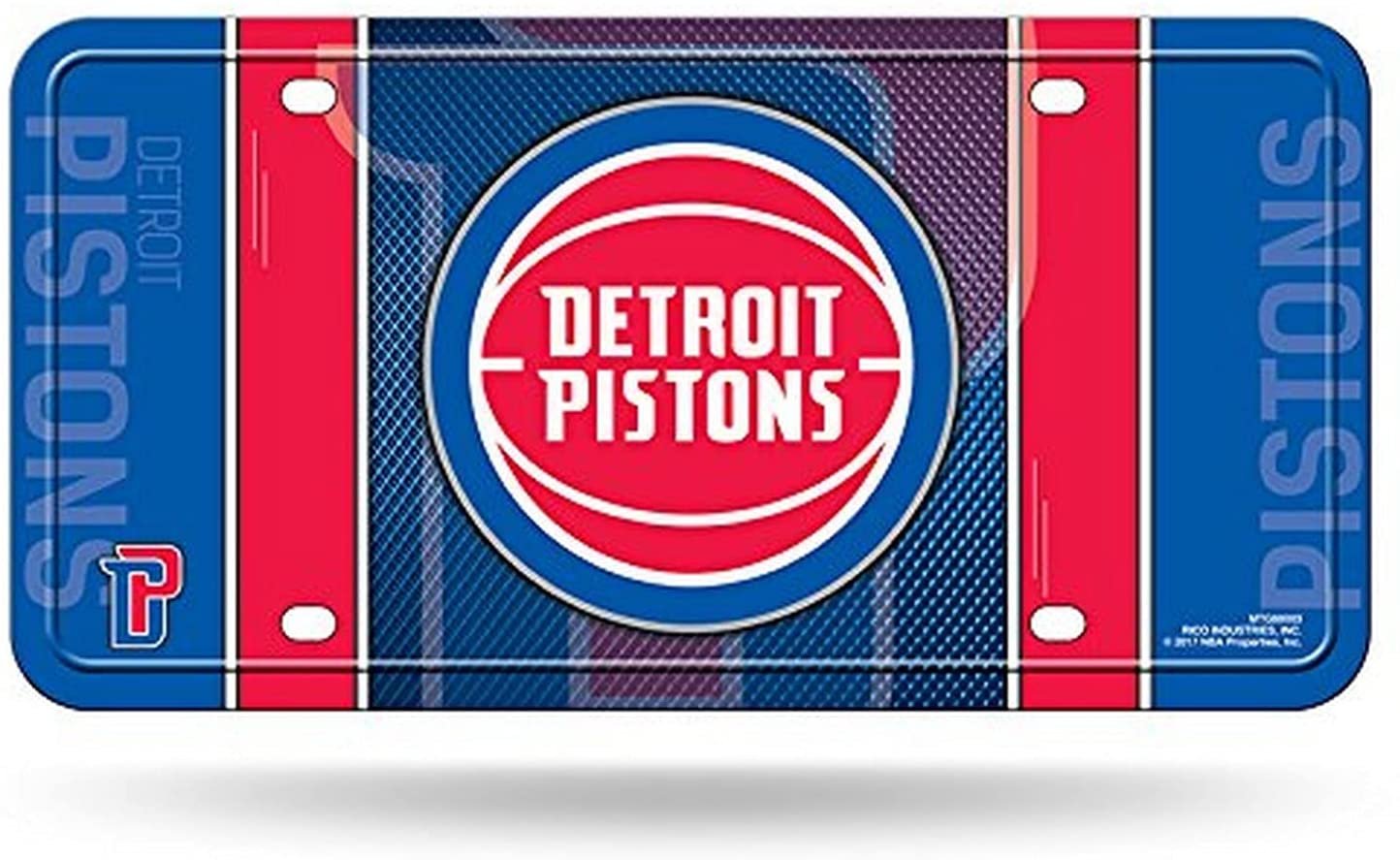 Detroit Pistons Metal Auto Tag License Plate, Split Design, 6x12 Inch