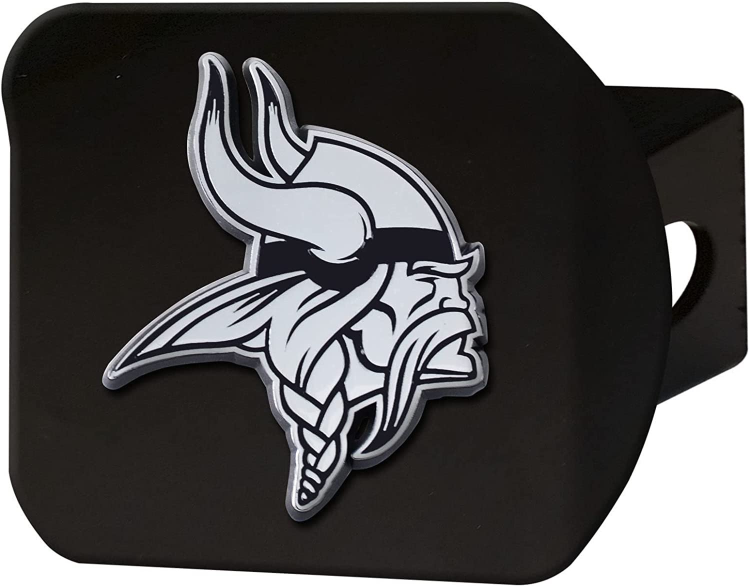 NFL Minnesota Vikings Metal Hitch Cover, Black, 2" Square Type III Hitch Cover