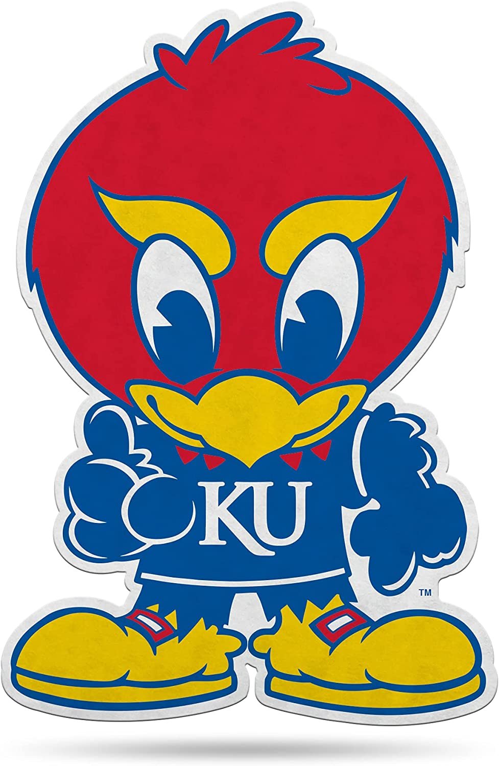 University of Kansas Jayhawks Soft Felt Pennant, Mascot Design, Shape Cut, 18 Inch, Easy To Hang