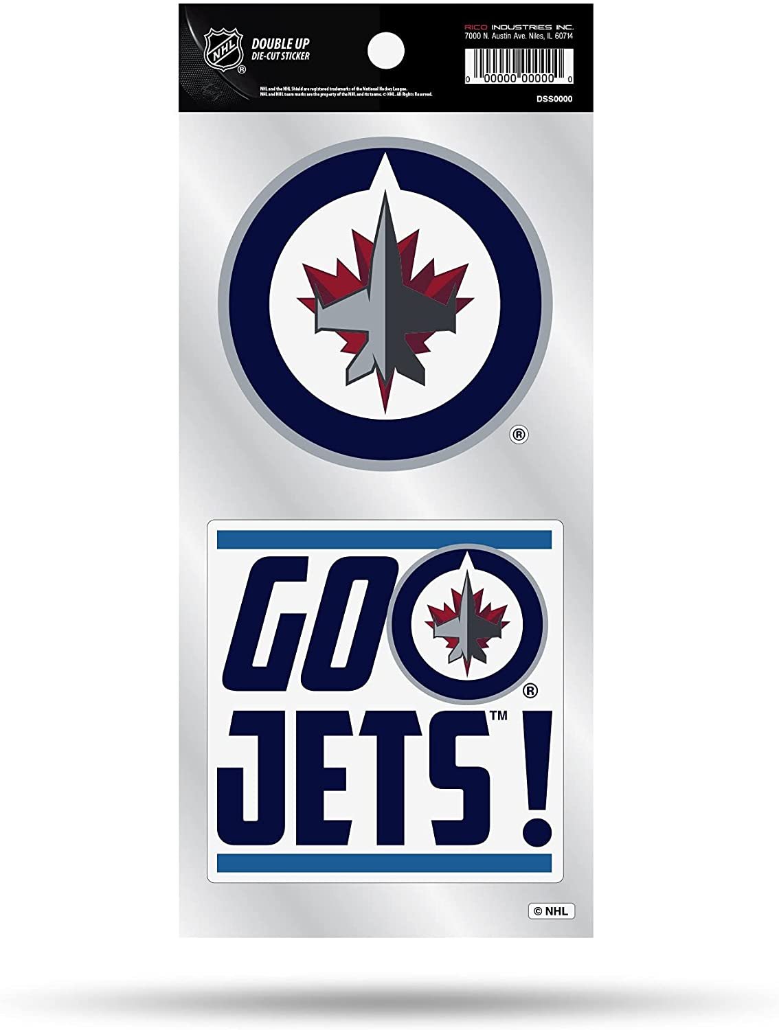 Winnipeg Jets 2-Piece Double Up Die Cut Sticker Decal Sheet, 4x8 Inch