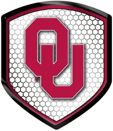 University of Oklahoma Sooners High Intensity Reflector, Shield Shape, Raised Decal Sticker, 2.5x3.5 Inch, Home or Auto, Full Adhesive Backing