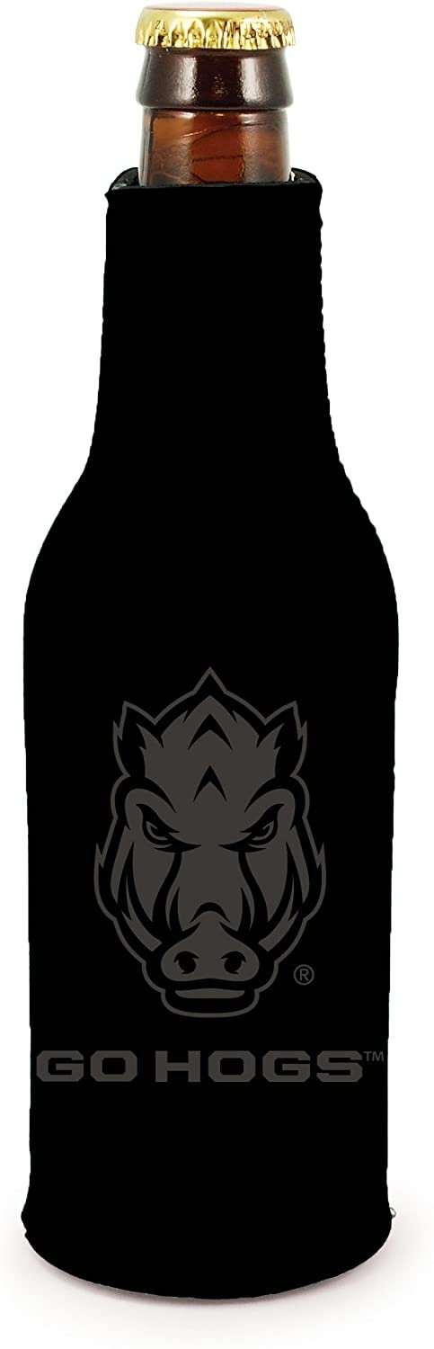 Arkansas Razorbacks 2-Pack Zipper Bottle Tonal Black Beverage Insulator Neoprene Holder Cooler University of