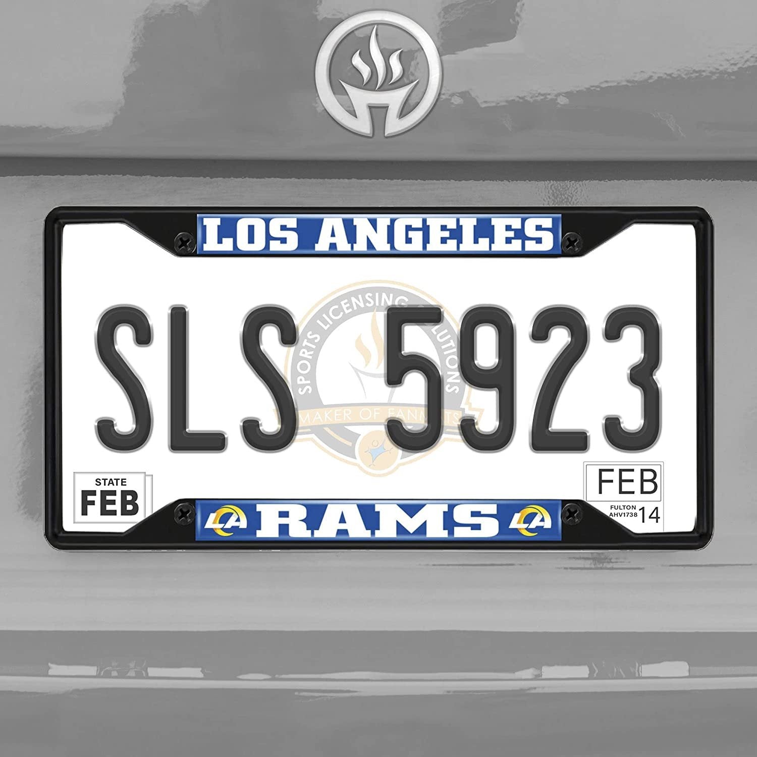 Los Angeles Rams Black Metal License Plate Frame Tag Cover, 6x12 Inch