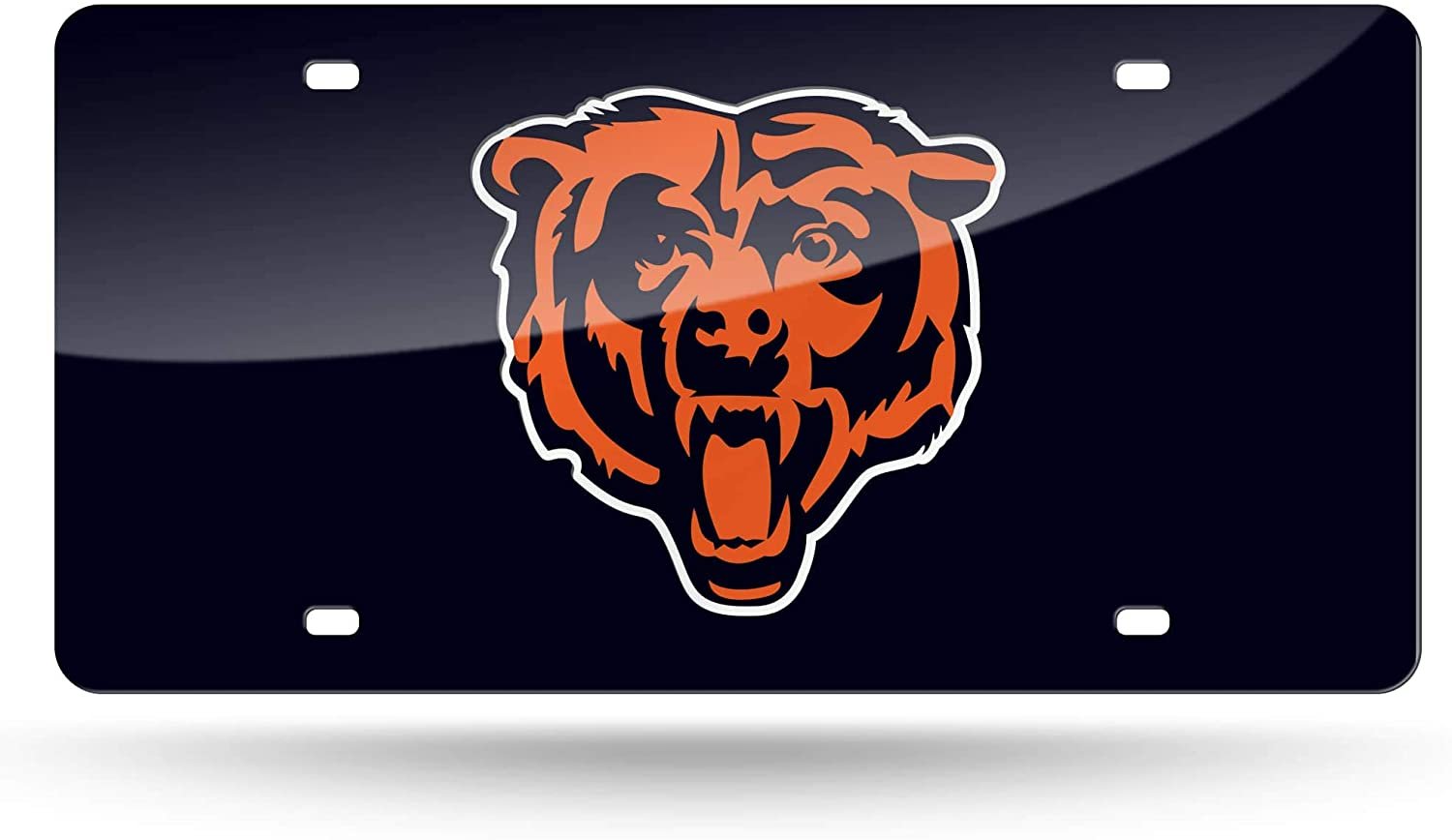 Chicago Bears Premium Laser Cut Tag License Plate, Mascot, Blue Mirrored Acrylic Inlaid, 12x6 Inch