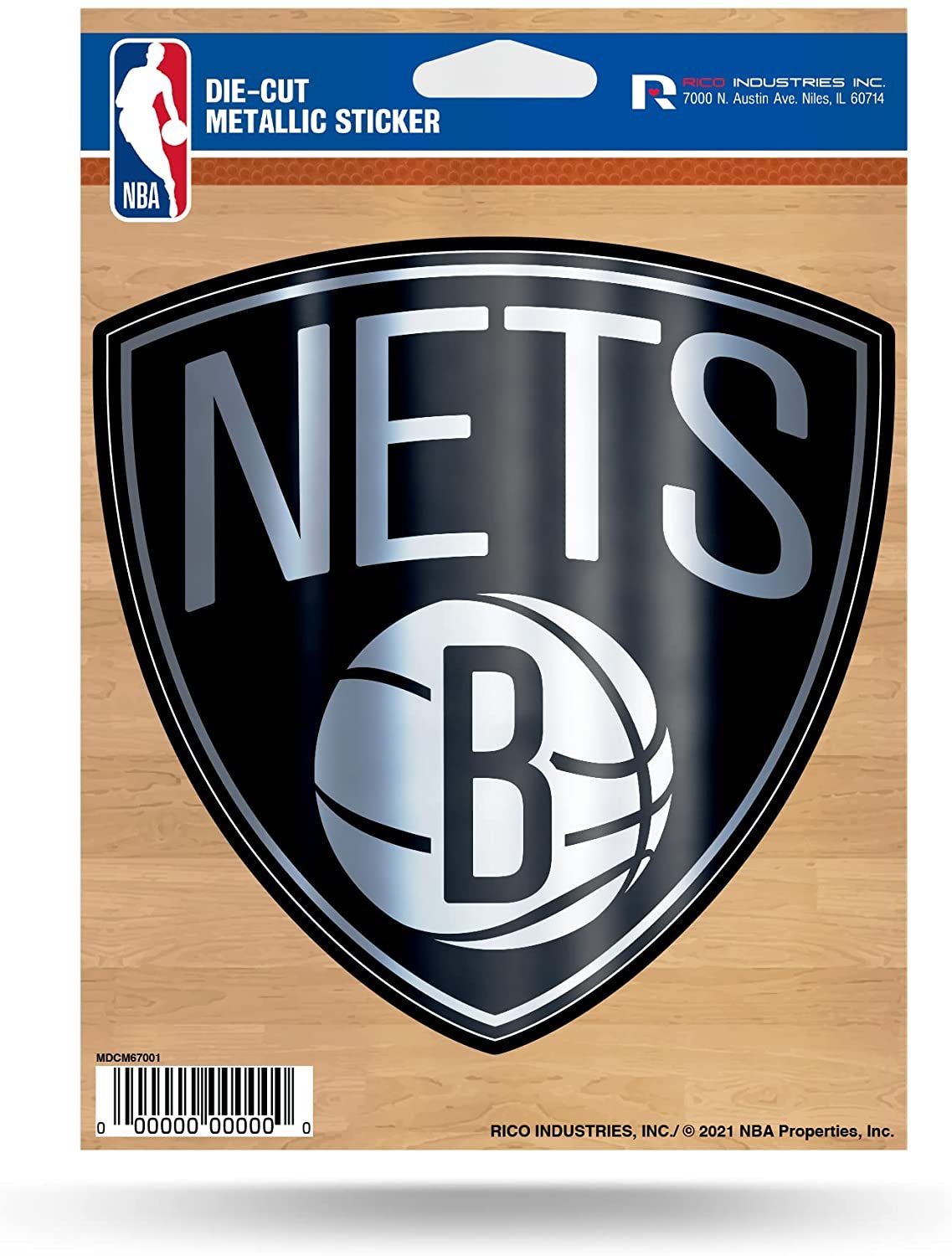 Brooklyn Nets 5 Inch Die Cut Flat Vinyl Decal Sticker Chrome Metallic Shimmer Adhesive Backing