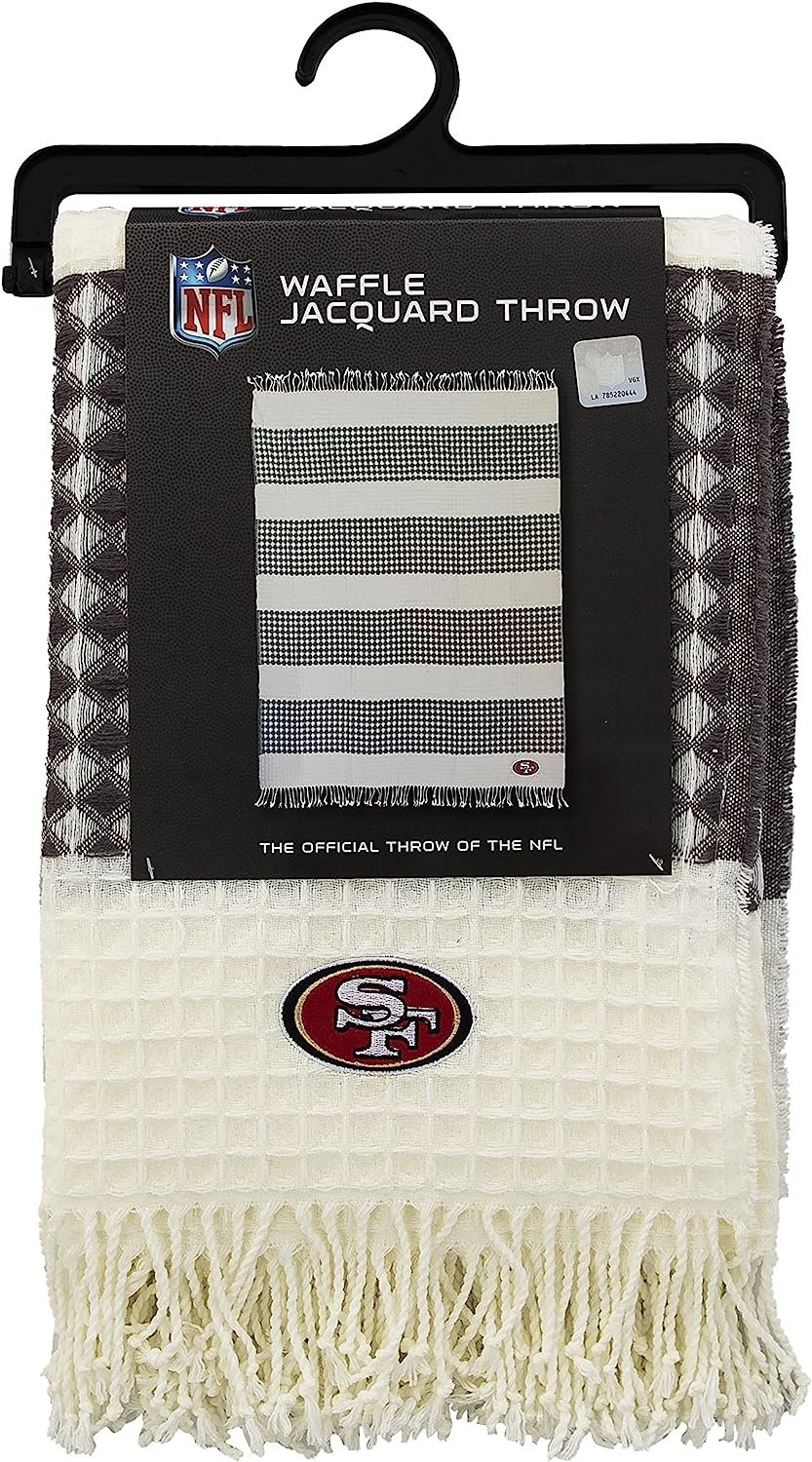 San Francisco 49ers Throw Blanket Waffle Weave Jacquard, 50x60 Inch, Unisex-Adult, 100% Acrylic