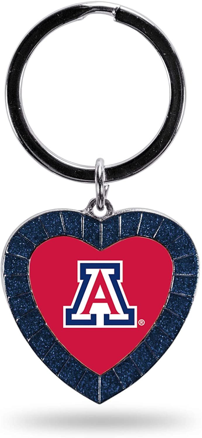 NCAA Arizona Wildcats NCAA Rhinestone Heart Colored Keychain, Navy, 3-inches in length