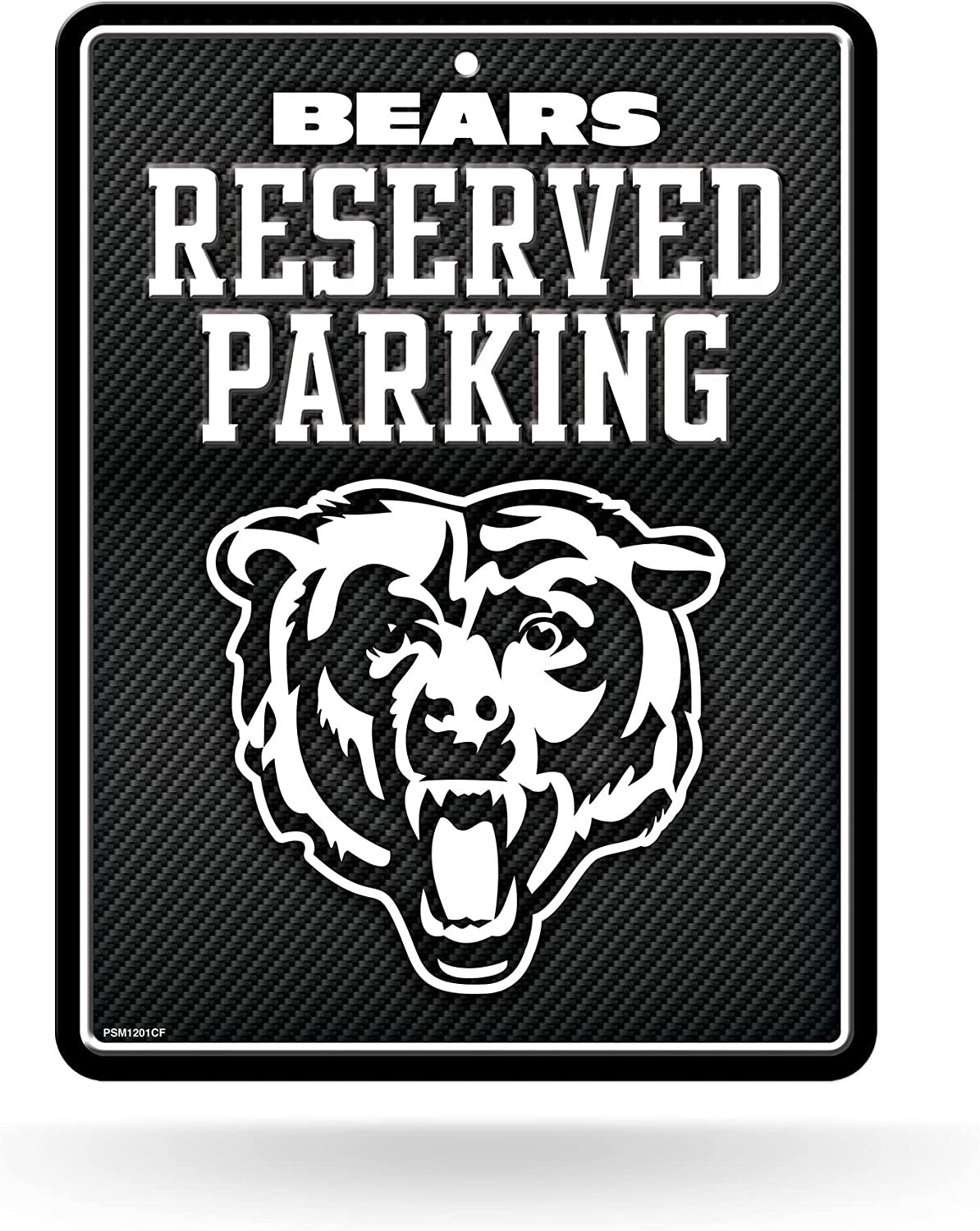 Chicago Bears Metal Parking Novelty Wall Sign 8.5 x 11 Inch Carbon Fiber Design