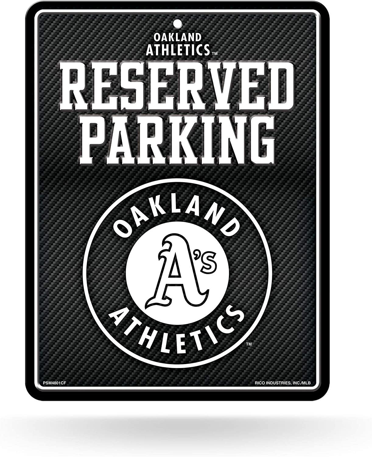 Oakland Athletics A's Metal Parking Novelty Wall Sign 8.5 x 11 Inch Carbon Fiber Design