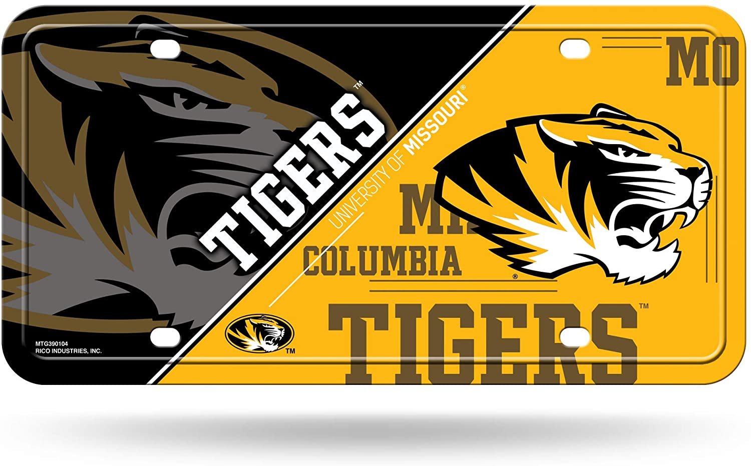 University of Missouri Tigers Metal Auto Tag License Plate, Split Design, 12x6 Inch