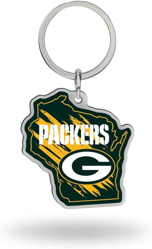 Green Bay Packers Metal Keychain State Shaped