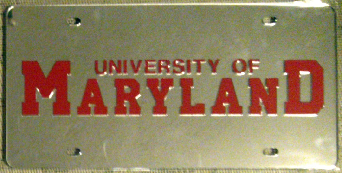 University of Maryland Terrapins Premium Laser Cut Tag License Plate, Mirrored Acrylic, Inlaid, 12x6 Inch