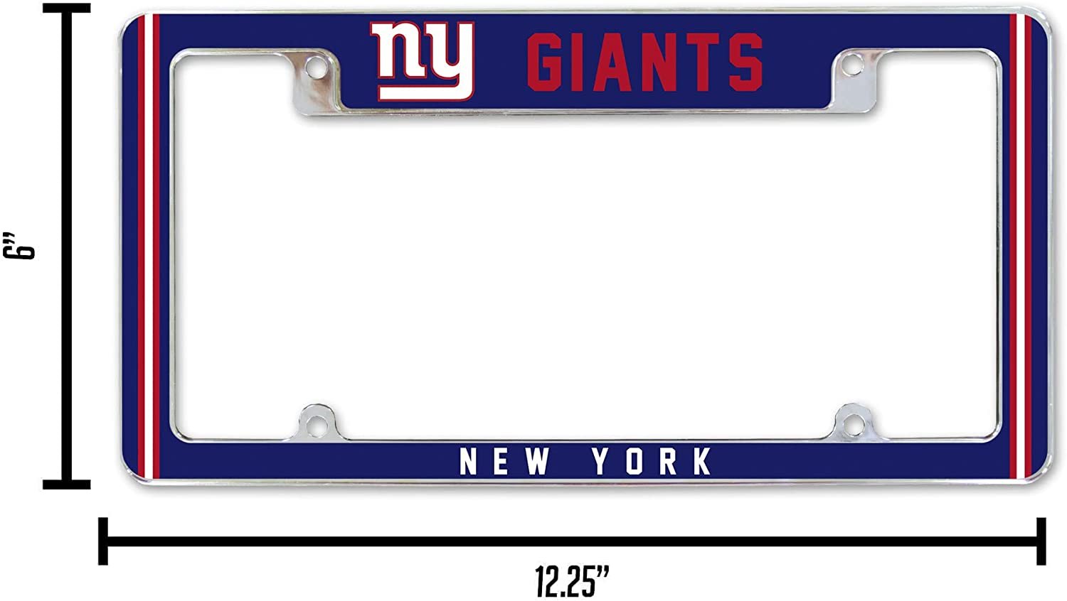 New York Giants Metal License Plate Frame Chrome Tag Cover Alternate Design 6x12 Inch