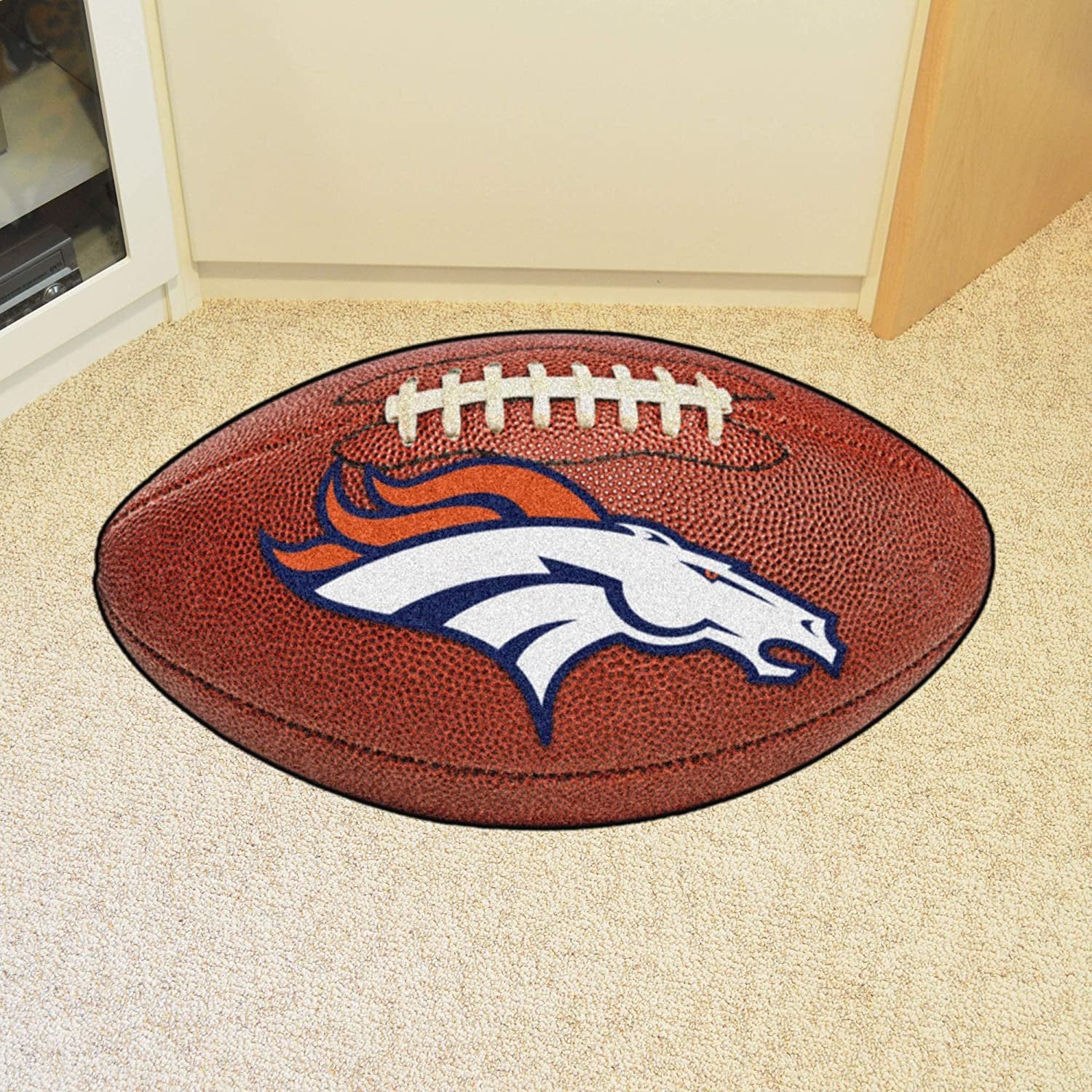 Denver Broncos Floor Mat Area Rug, 20x32 Inch, Non-Skid Backing, Football Design