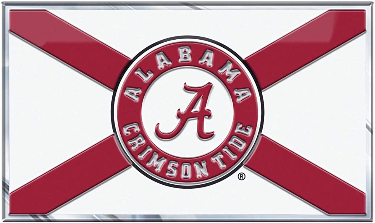 University of Alabama Crimson Tide Color Auto Emblem State Flag Design Aluminum Metal