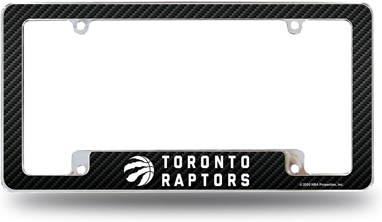 Toronto Raptors Metal License Plate Frame Chrome Tag Cover Carbon Fiber Design 6x12 Inch