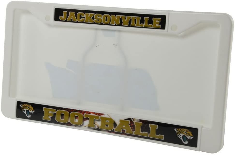 Jacksonville Jaguars License Plate Frame Tag Cover, White Plastic, 12x6 Inch