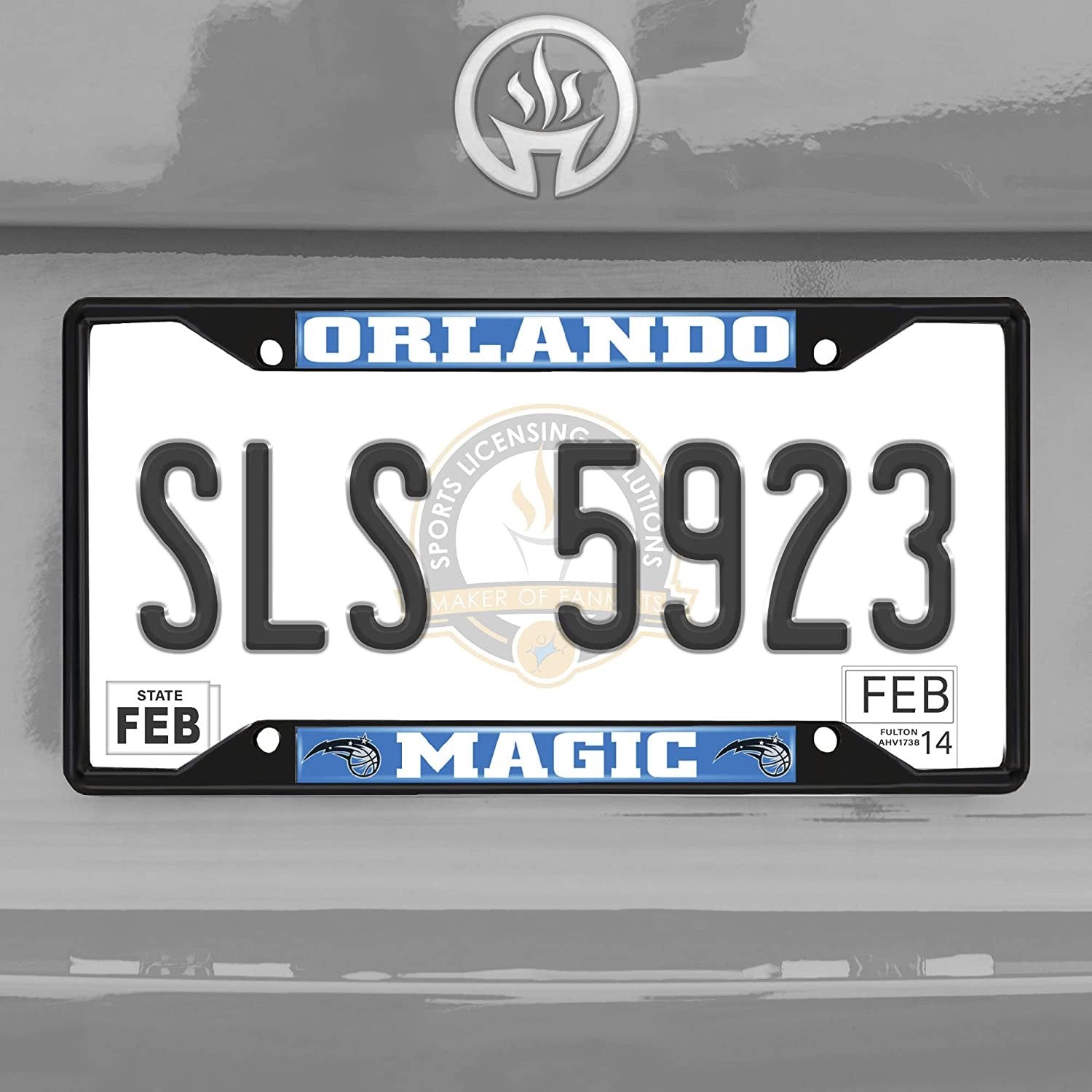 Orlando Magic Black Metal License Plate Frame Tag Cover, 6x12 Inch