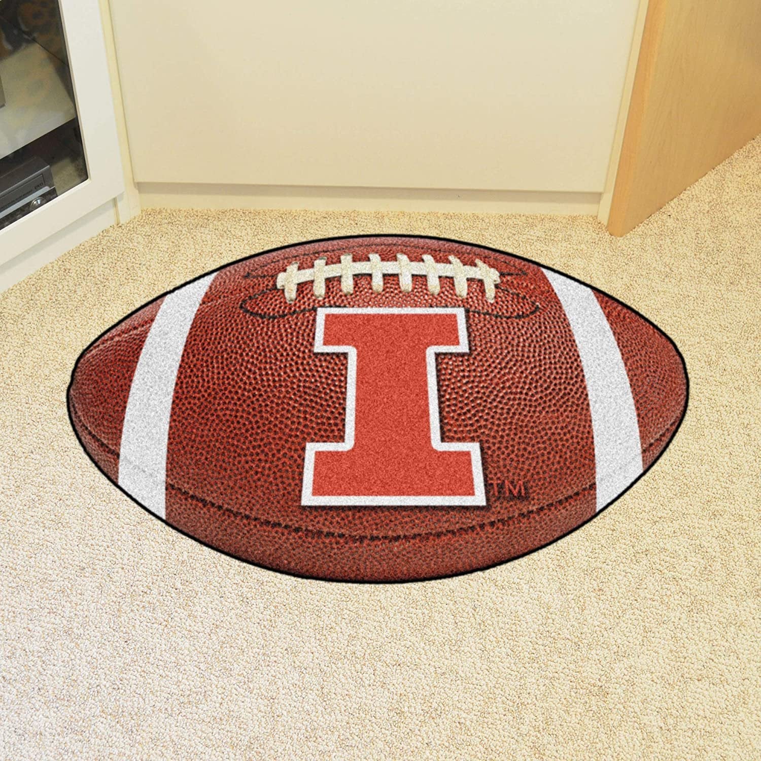 University of Illinois Fighting Illini Floor Mat Area Rug, 20x32 Inch, Non-Skid Backing, Football Design