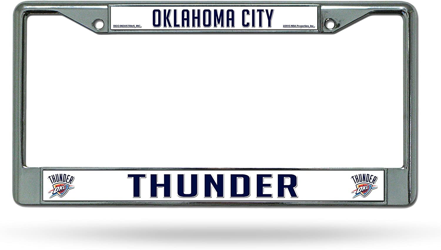 Oklahoma City Thunder Metal License Plate Frame Chrome Tag Cover 6x12 Inch