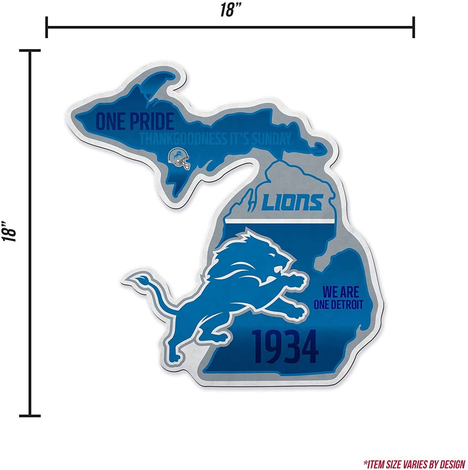 Detroit Lions Pennant State Shape 18 Inch Soft Felt