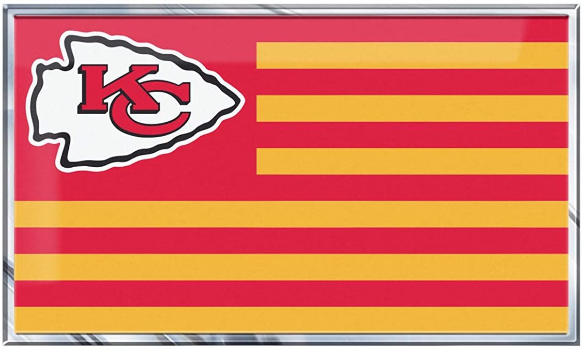 Kansas City Chiefs State Flag Auto Emblem, Aluminum Metal, Embossed Team Color, Raised Decal Sticker, Full Adhesive Backing