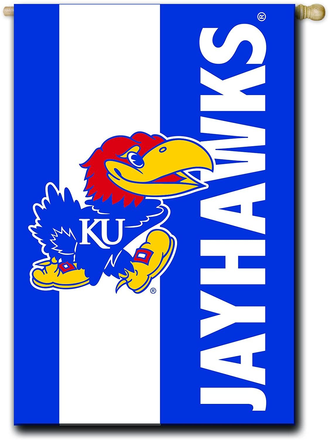 Kansas Jayhawks Double-Sided Embroidered Logo Applique Flag