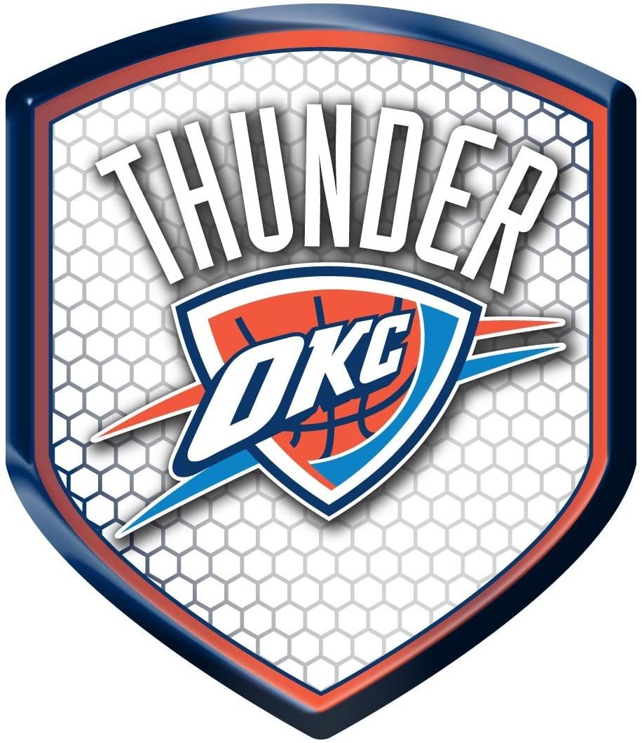 Oklahoma City Thunder High Intensity Reflector, Shield Shape, Raised Decal Sticker, 2.5x3.5 Inch, Home or Auto, Full Adhesive Backing