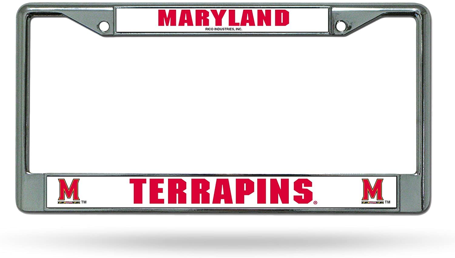 University of Maryland Terrapins Premium Metal License Plate Frame Chrome Tag Cover, 12x6 Inch