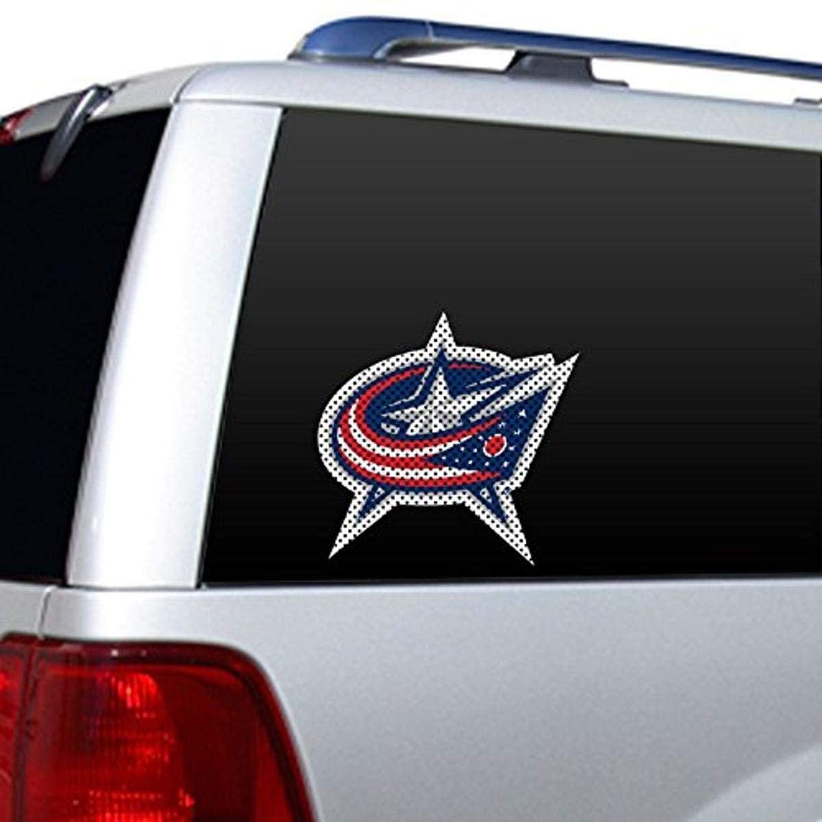 Columbus Blue Jackets 12 Inch Preforated Window Film Decal Sticker, One-Way Vision, Adhesive Backing